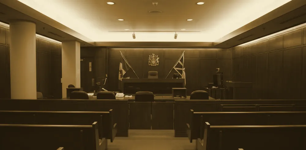 An empty Canadian courtroom
