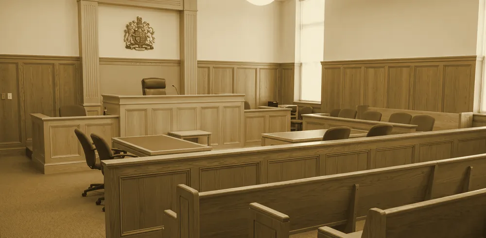 An empty Canadian courtroom